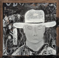 "The Music Lover" Contemporary Black & Grey Toned Western Cowboy Portrait