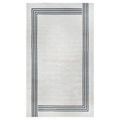 "Frise" Designed By Carlos David Studio Modern Art Deco Gray Oversized Silk Rug