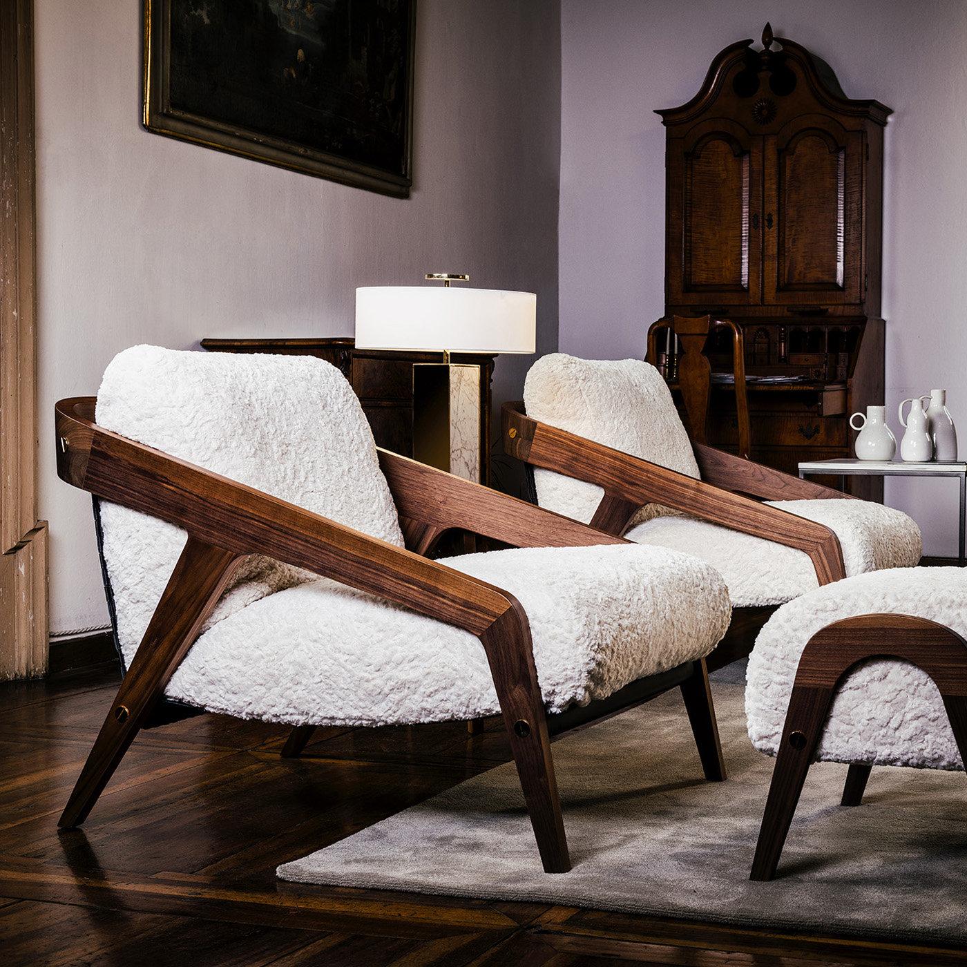 white armchair with ottoman