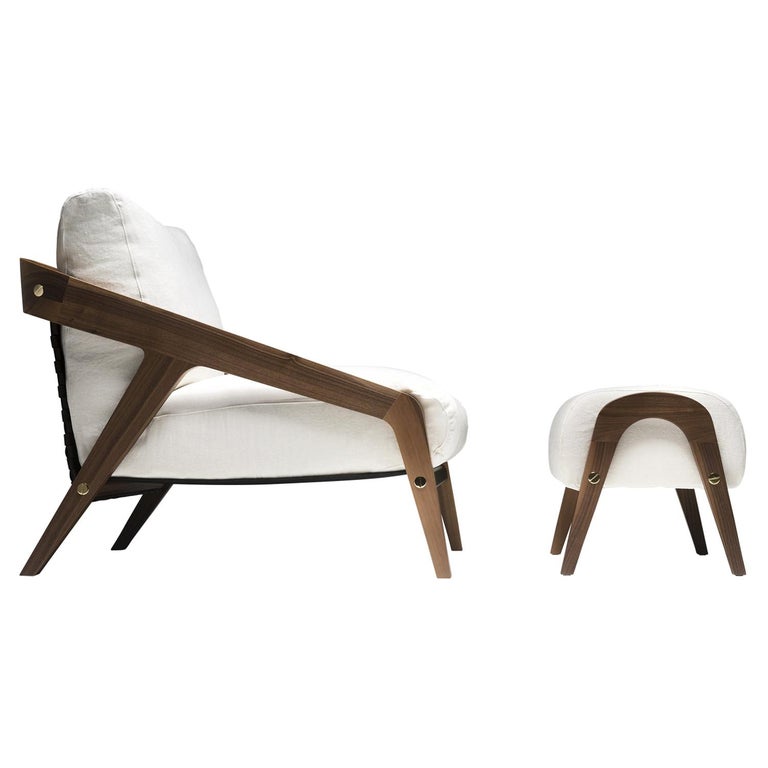 Frisé Set Of White Armchair And Ottoman For At 1stdibs Frisé Set Of White Armchair And Ottoman, White Armchair With Ottoman