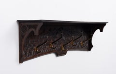 Frisian , Folk Art  Antique, Oak Carved Coat Rack 1920s Holland