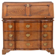 Antique Frisian Baroque Oakwood Bureau, Mid-18th Century