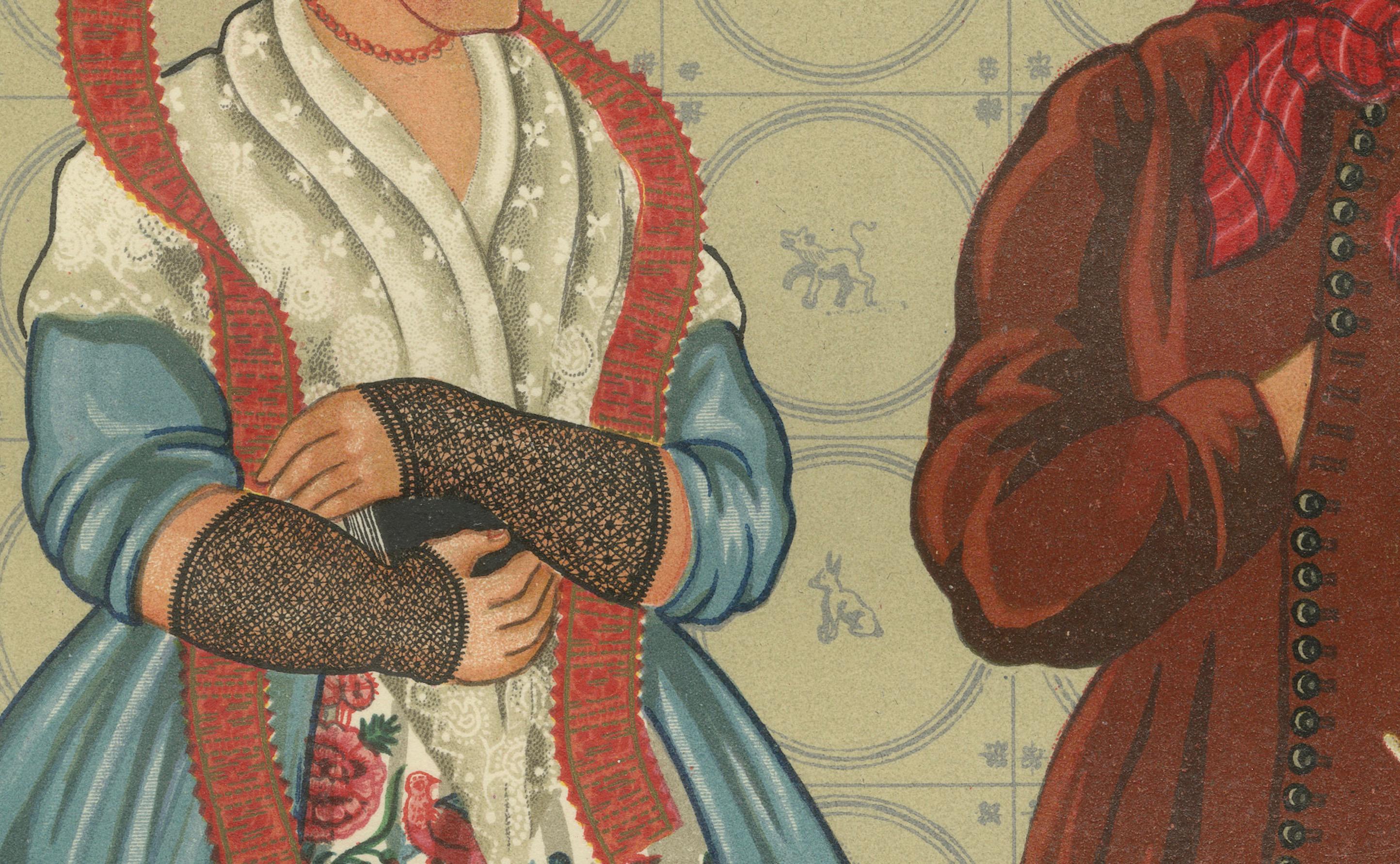 Trajes frisones de Makkum con gorro de encaje y redingote, 1932

Descripción:

Esta detallada litografía coloreada a mano es la lámina V del raro folio de 1932 Los trajes nacionales de Holanda, de Gratiane de Gardilanne y Elizabeth Whitney Moffatt,