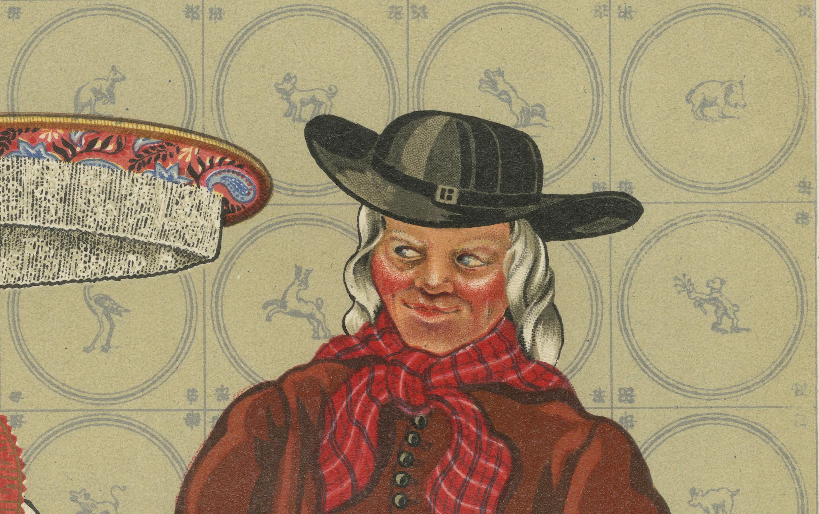 Trajes frisones de Makkum en Holanda con gorro de encaje y redingote, 1932 Papel en venta