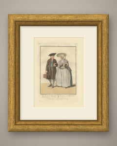 Frisian Couple after the Sermon, Dutch Costume Print, 1811