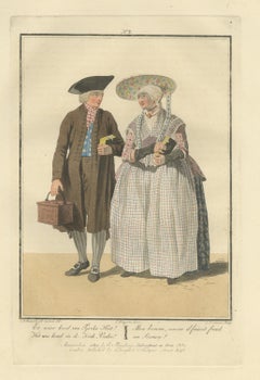 Frisian Couple after the Sermon, Dutch Costume Print, 1811