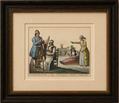 Frisian Fisherman & Winter Costume Scene – Dutch Costume Lithograph, c.1840