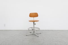 Friso Kramer Adjustable Drafting Stool with Foot Rest
