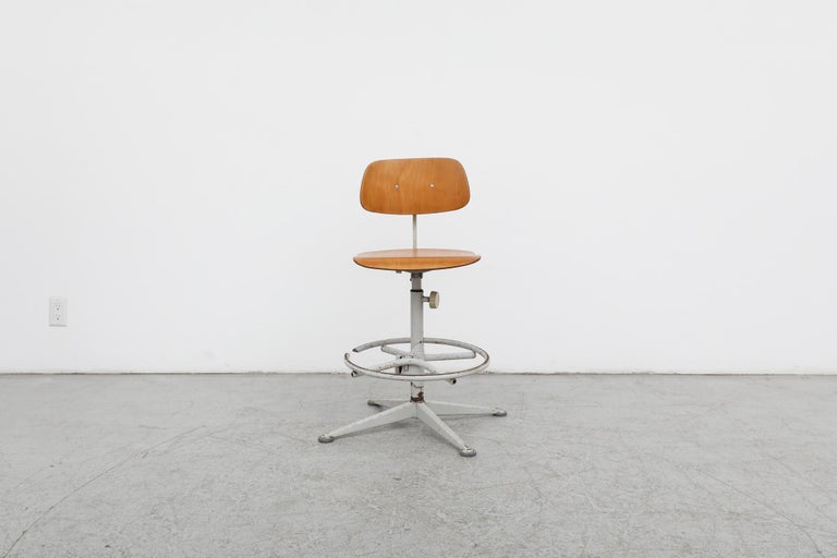 Friso Kramer Adjustable Drafting Stool with Foot Rest at 1stDibs