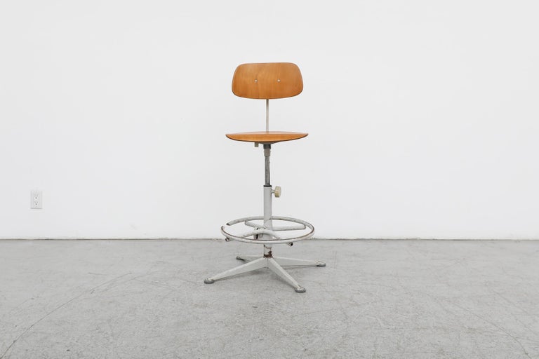 Friso Kramer Adjustable Drafting Stool with Foot Rest at 1stDibs
