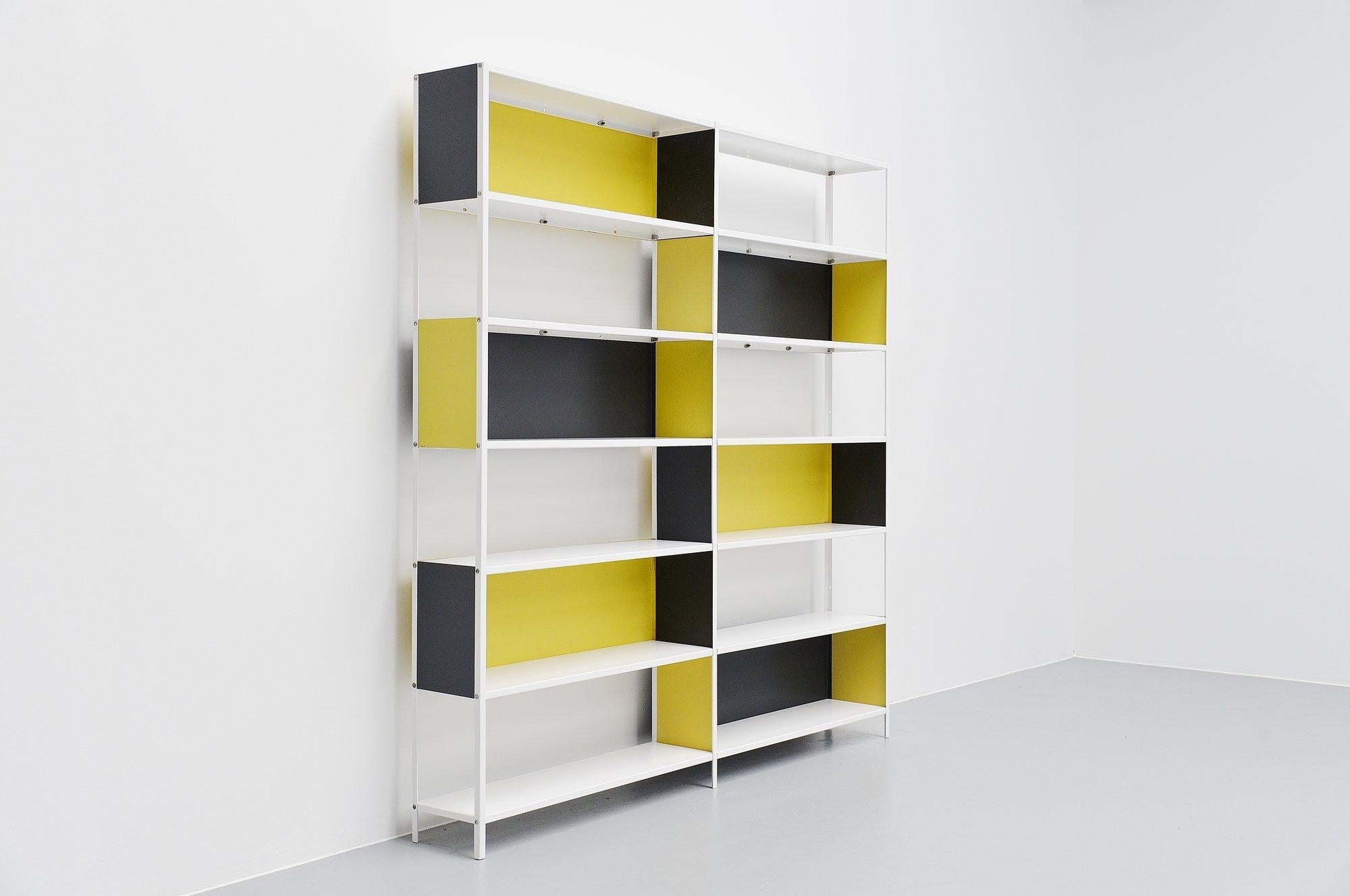 Cold-Painted Friso Kramer Asmeta double bookcase for Bijenkorf, 1953