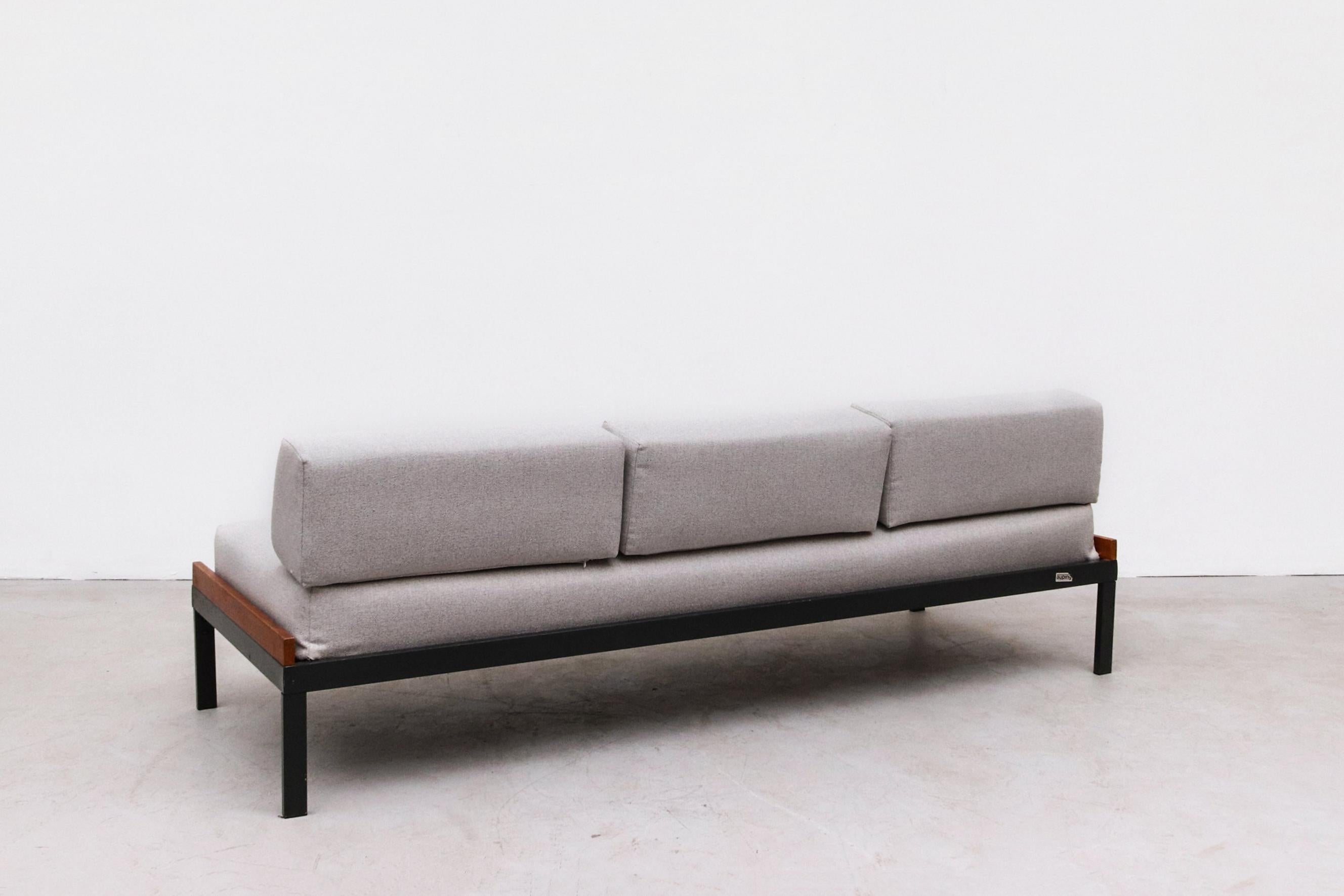 Dutch Friso Kramer 'Couchette' Wood & Black Daybed for Auping, 1965 w/ New Cushions For Sale