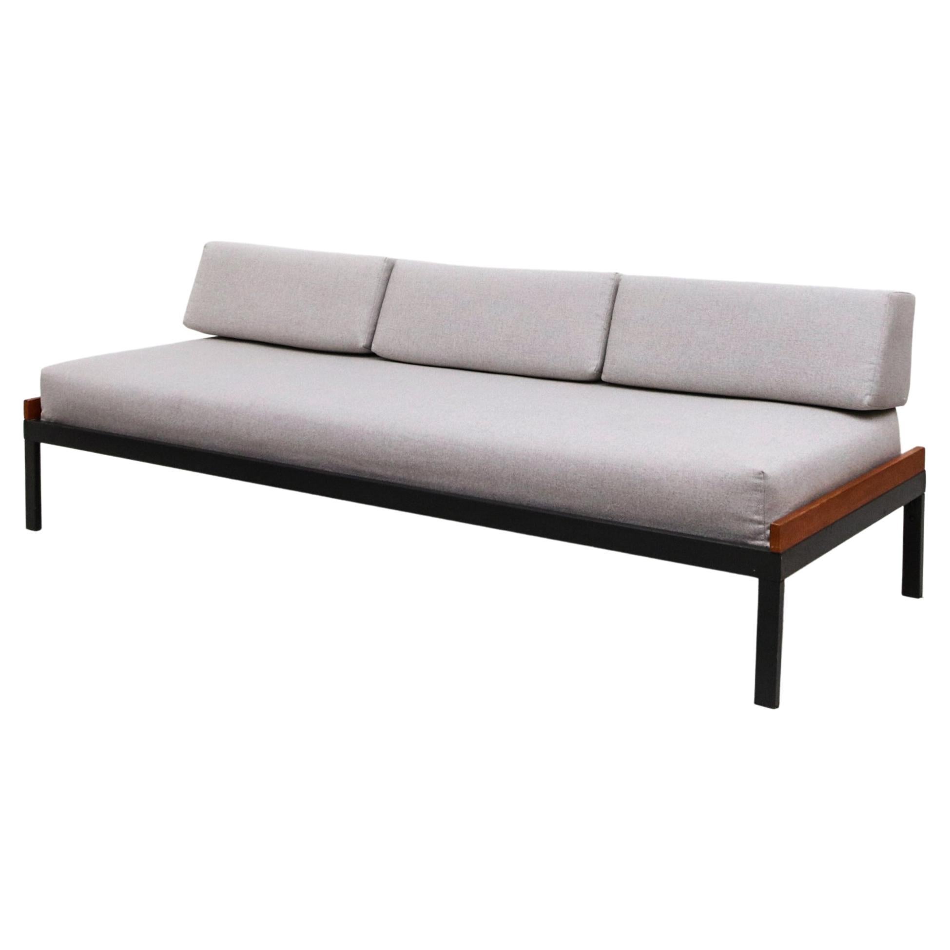 Friso Kramer 'Couchette' Wood & Black Daybed for Auping, 1965 w/ New Cushions