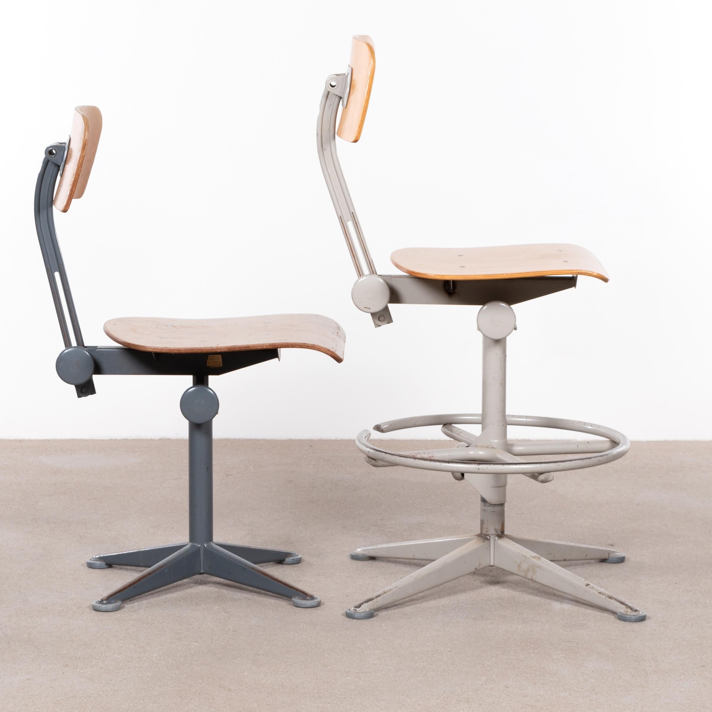 Mid-Century Modern Friso Kramer Industrial Drafting Stools for Ahrend de Cirkel, Netherlands