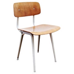 Chaise « Result » de Friso Kramer, de style rationaliste industriel, en métal et bois lamellé-collé, 1953