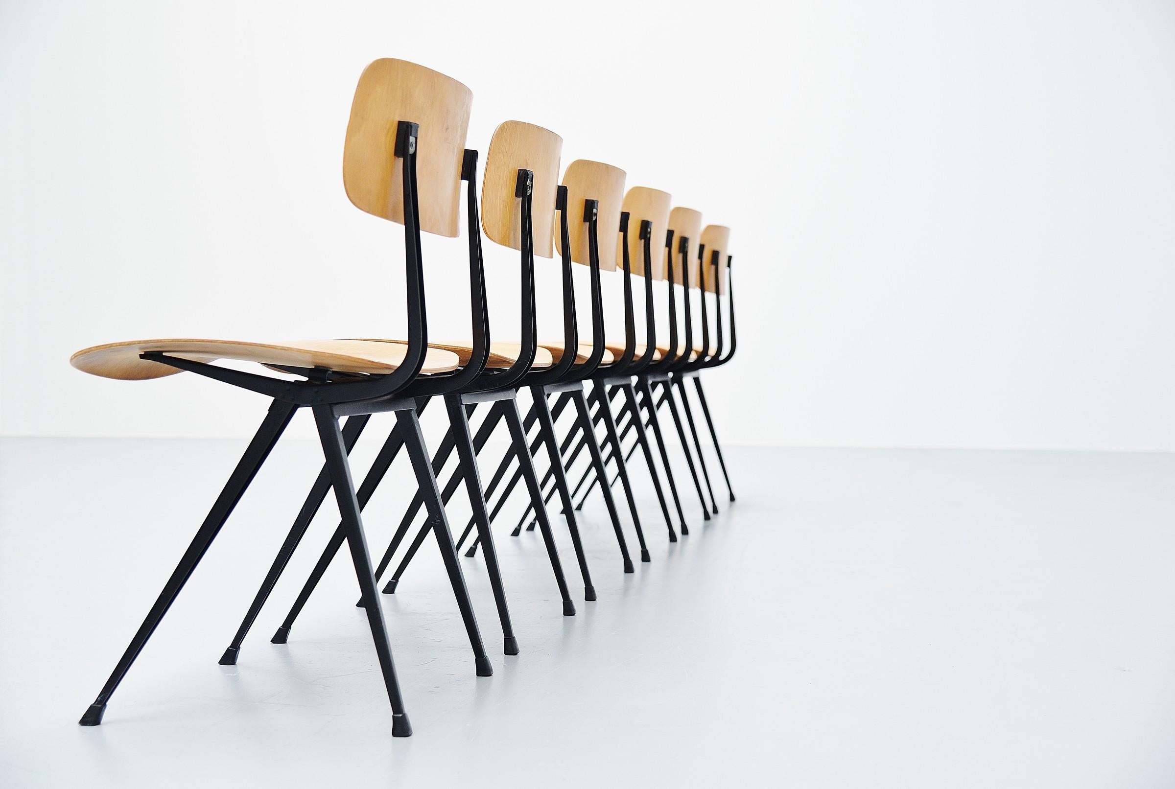 Dutch Friso Kramer Result Chairs Set Birch Ahrend 1965 For Sale