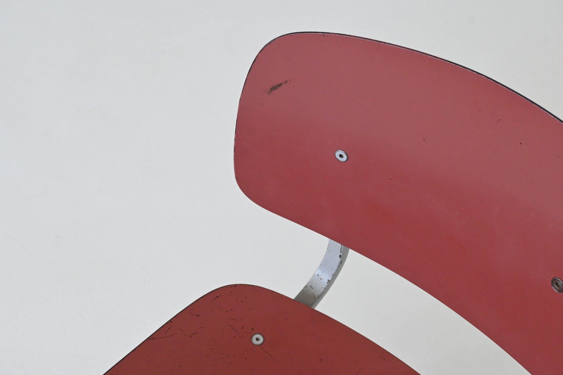 Mid-20th Century Friso Kramer Revolt chair red grey Ahrend de Cirkel The Netherlands 1953