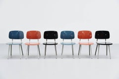 Friso Kramer Revolt Chairs Set 1953 Black Blue Liver Colors