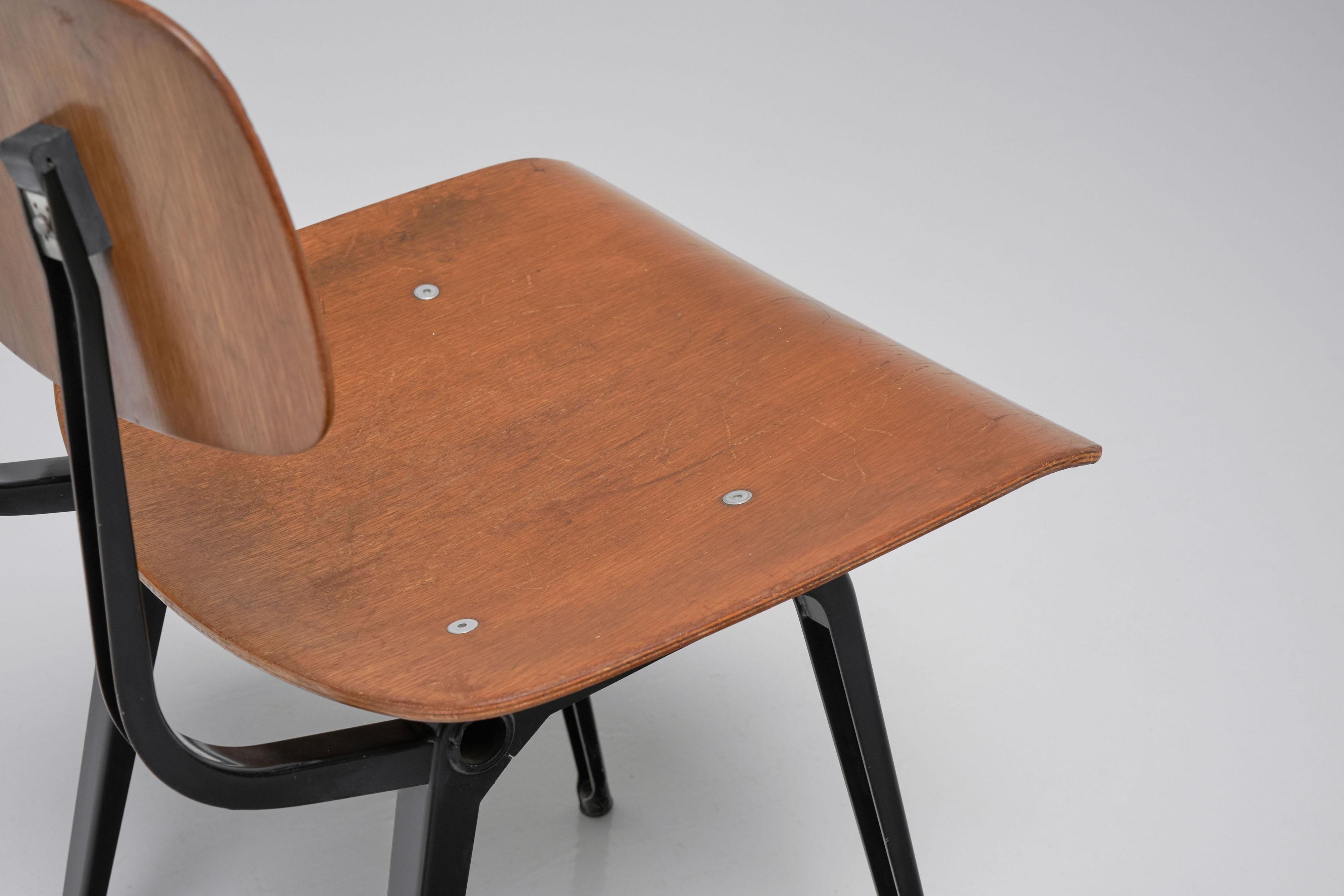 Metal Friso Kramer Revolt chairs teak The Netherlands 1960 For Sale