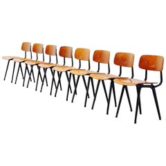 Vintage Friso Kramer Revolt chairs wood for Ahrend de Cirkel, 1963