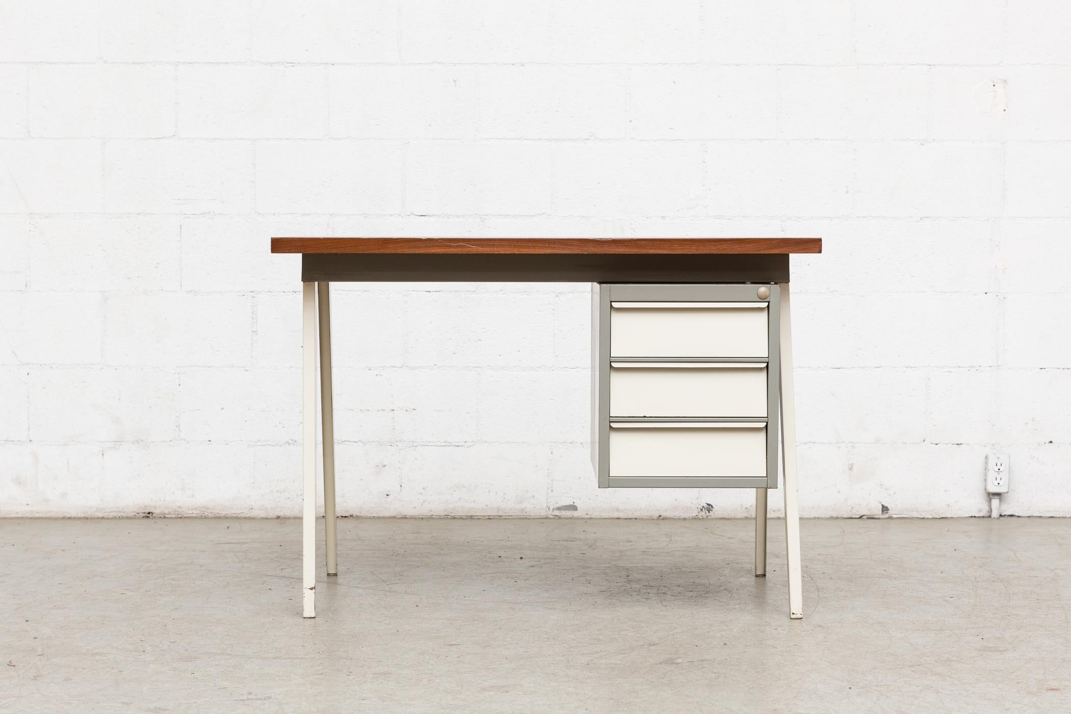 Mid-20th Century Friso Kramer Style 1950s Metal Desk with Prouve Legs
