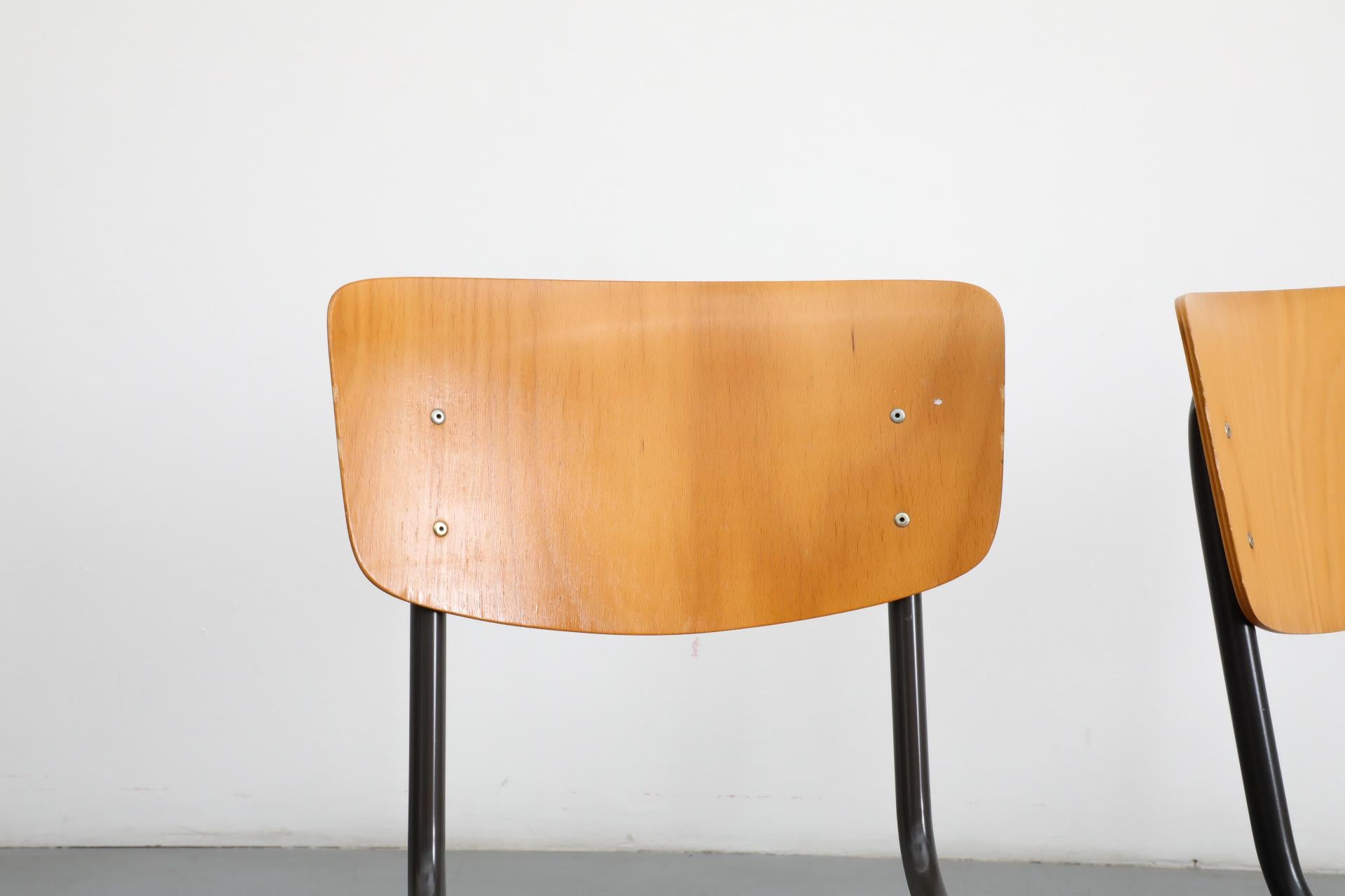 Friso Kramer Style Molded Blonde Plywood Industrial Stacking Chairs For Sale 6