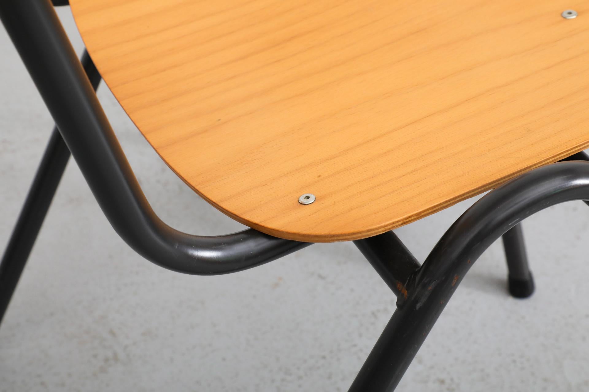 Friso Kramer Style Molded Blonde Plywood Industrial Stacking Chairs For Sale 10