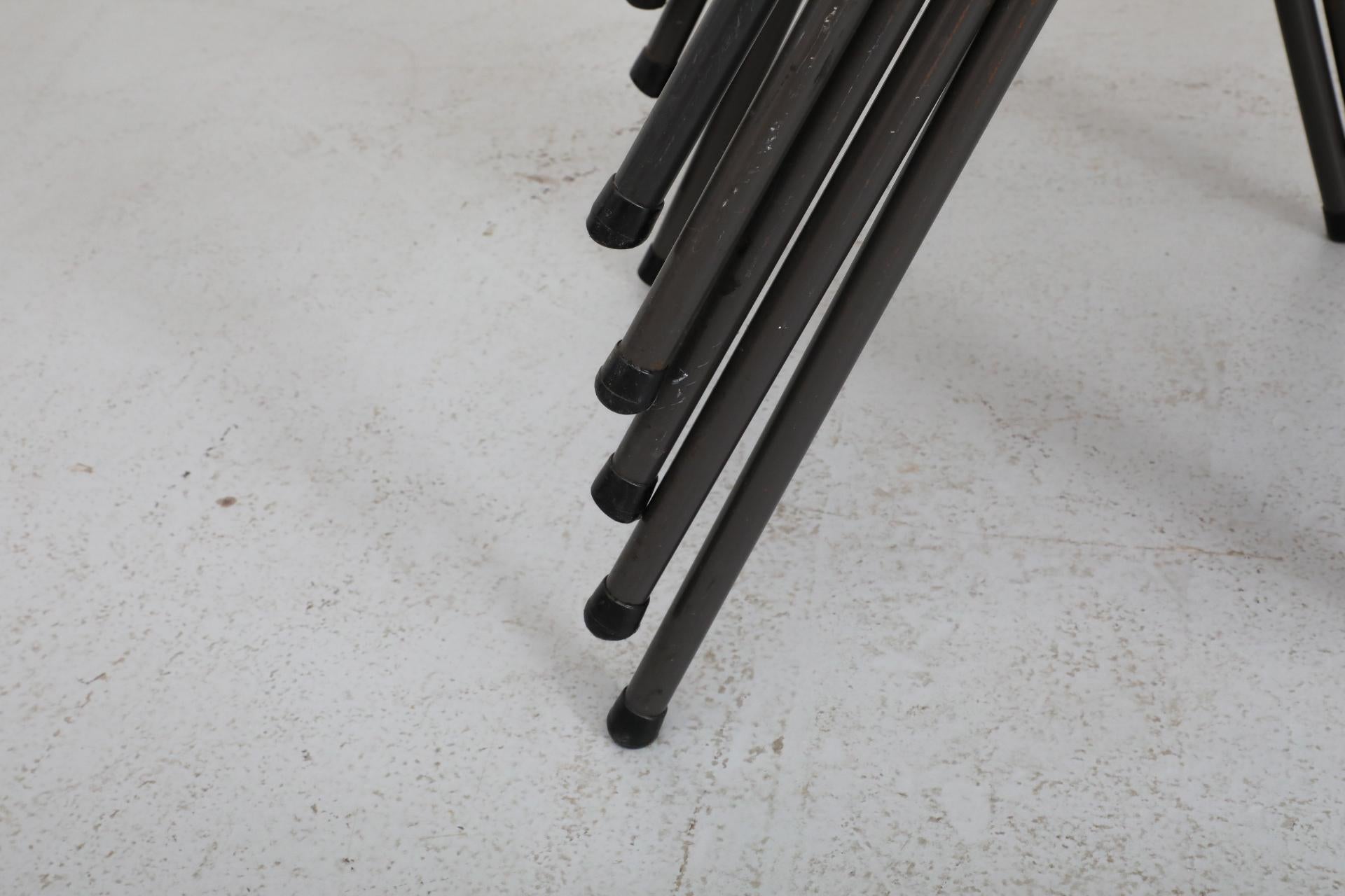 Friso Kramer Style Molded Blonde Plywood Industrial Stacking Chairs For Sale 13