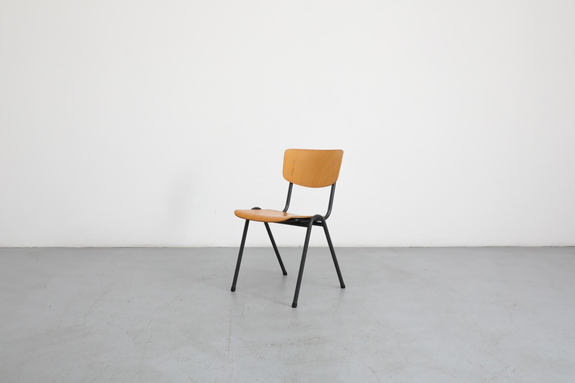 20th Century Friso Kramer Style Molded Blonde Plywood Industrial Stacking Chairs For Sale