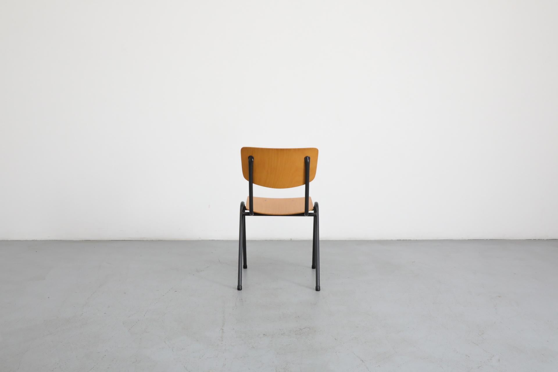 Friso Kramer Style Molded Blonde Plywood Industrial Stacking Chairs For Sale 2