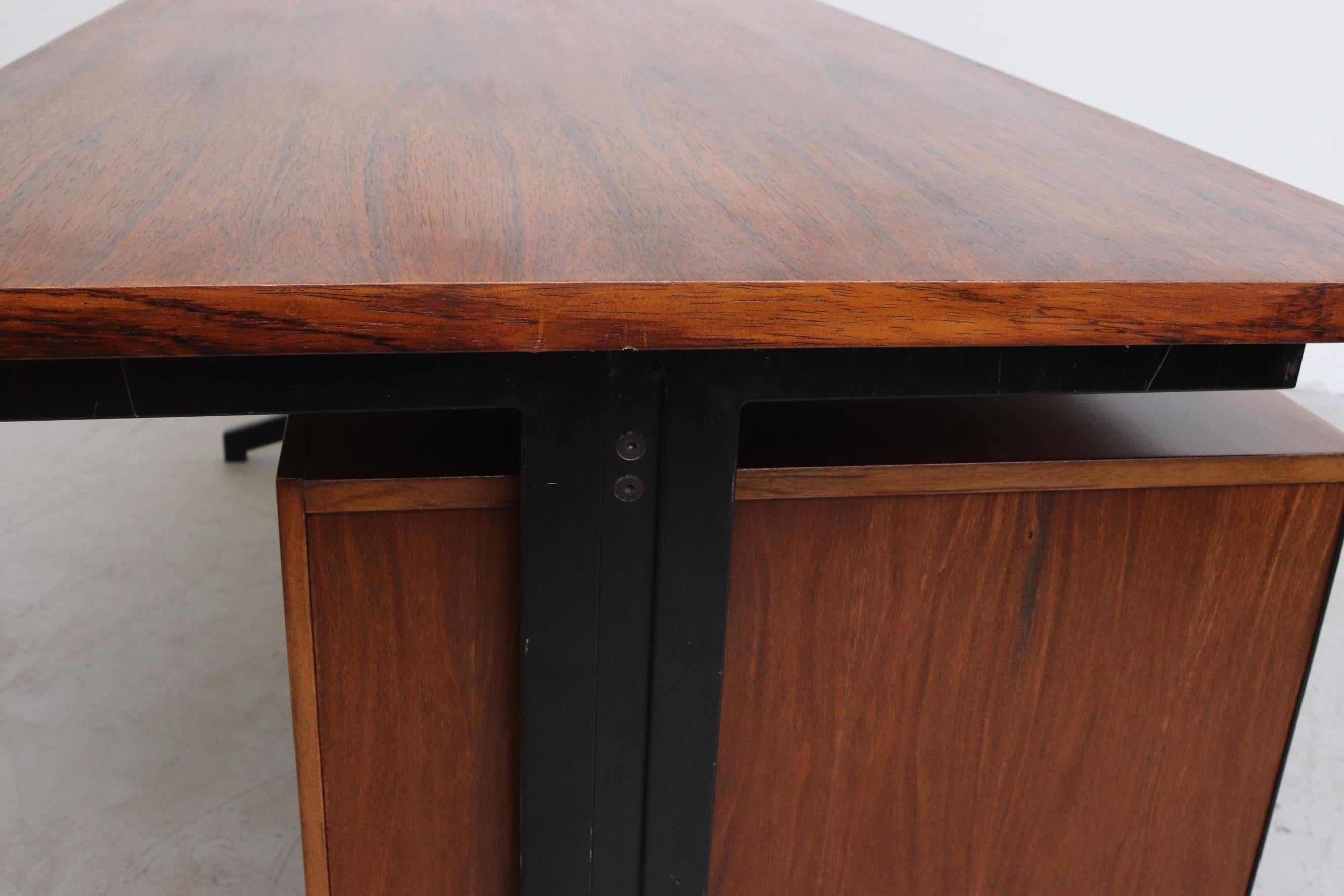 Friso Kramer Style Rosewood and Steel Executive Desk 8