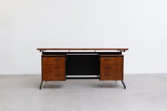 Friso Kramer Style Rosewood and Steel Executive Desk