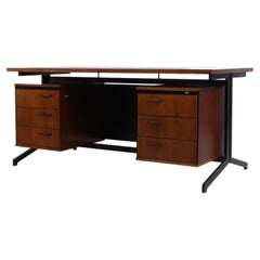 Friso Kramer Style Rosewood and Steel Executive Desk
