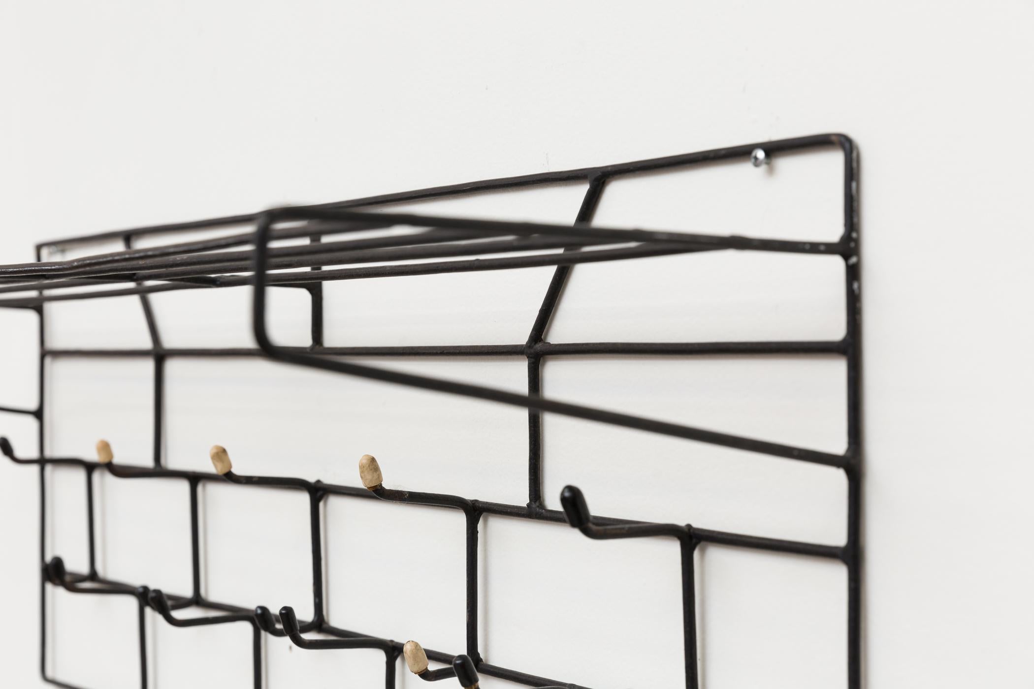 Mid-Century Modern Friso Kramer Style Wire Wall Mount Coat Rack