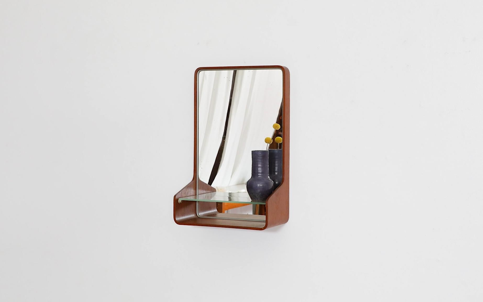 Mid-Century Modern Friso Kramer Teak wall mount mirror  Euroika Series For Sale