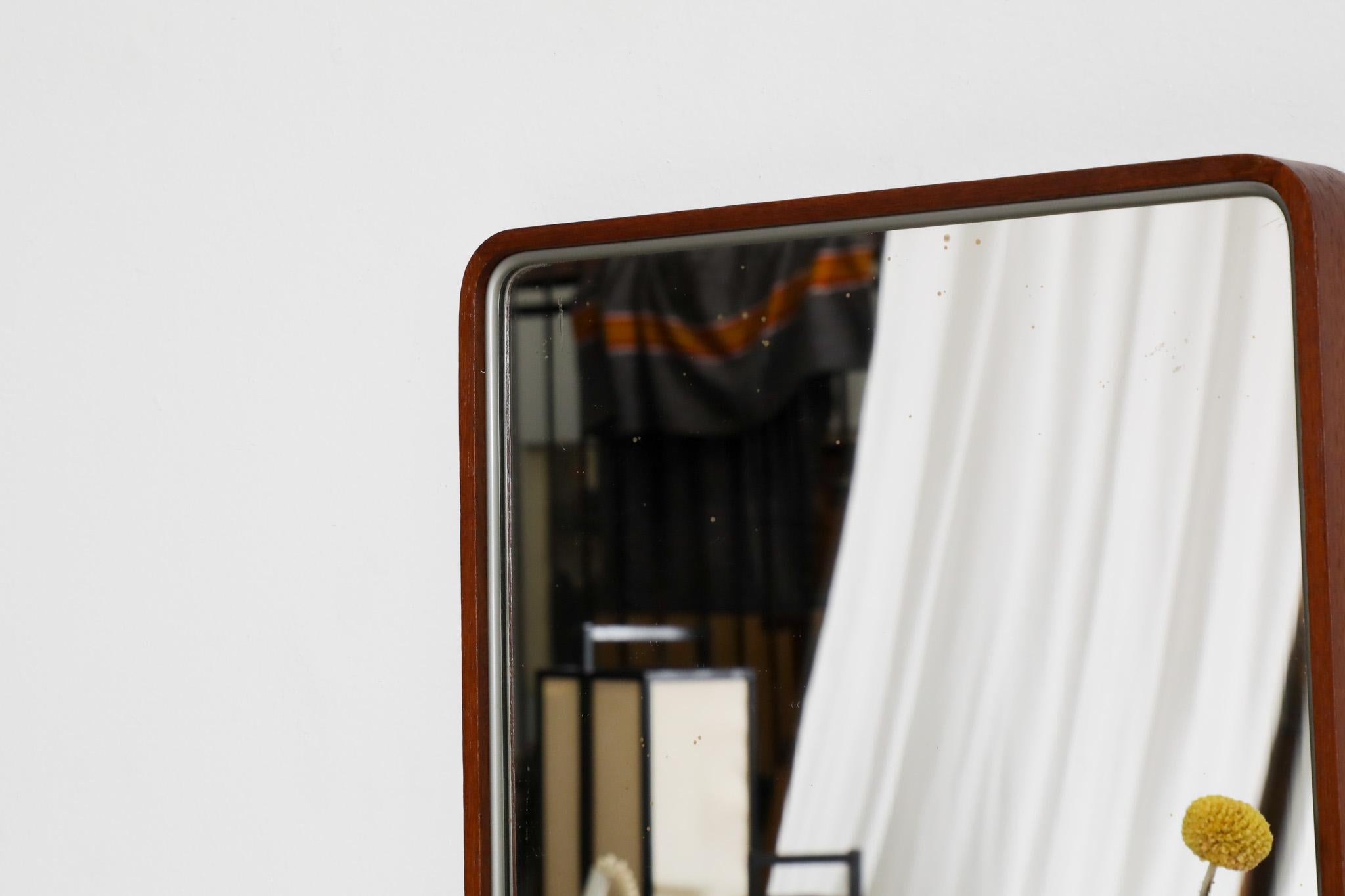 Friso Kramer Teak wall mount mirror  Euroika Series In Good Condition For Sale In Los Angeles, CA