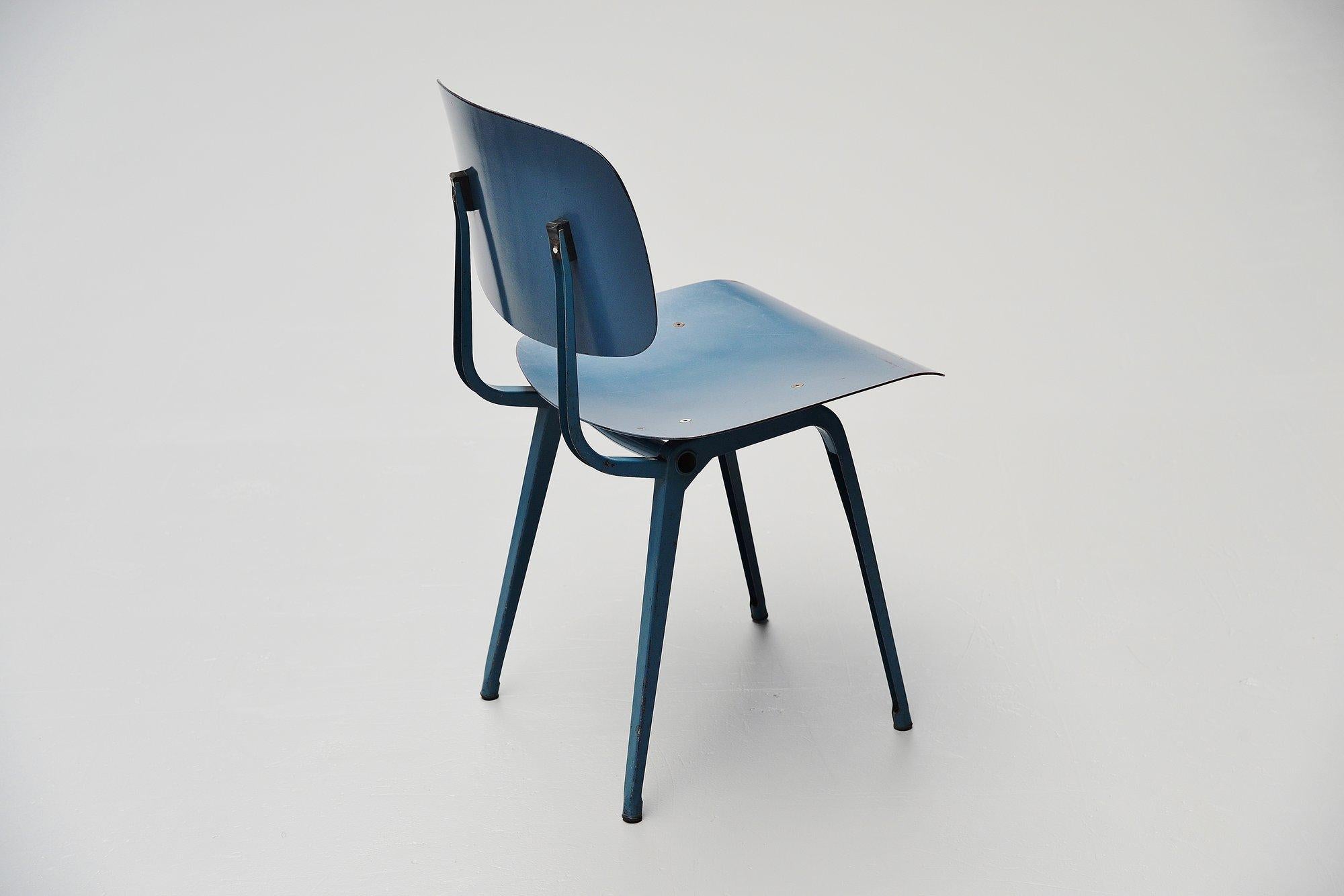 Cold-Painted Friso Kramer Uni Colour Revolt Chairs for Ahrend de Cirkel, 1953 Blue