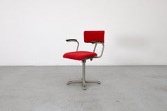 Friso Kramer Upholstered Industrial Drafting Chair in Red, 1960's