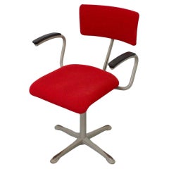 Silla de delineante industrial tapizada Friso Kramer en rojo, años 60