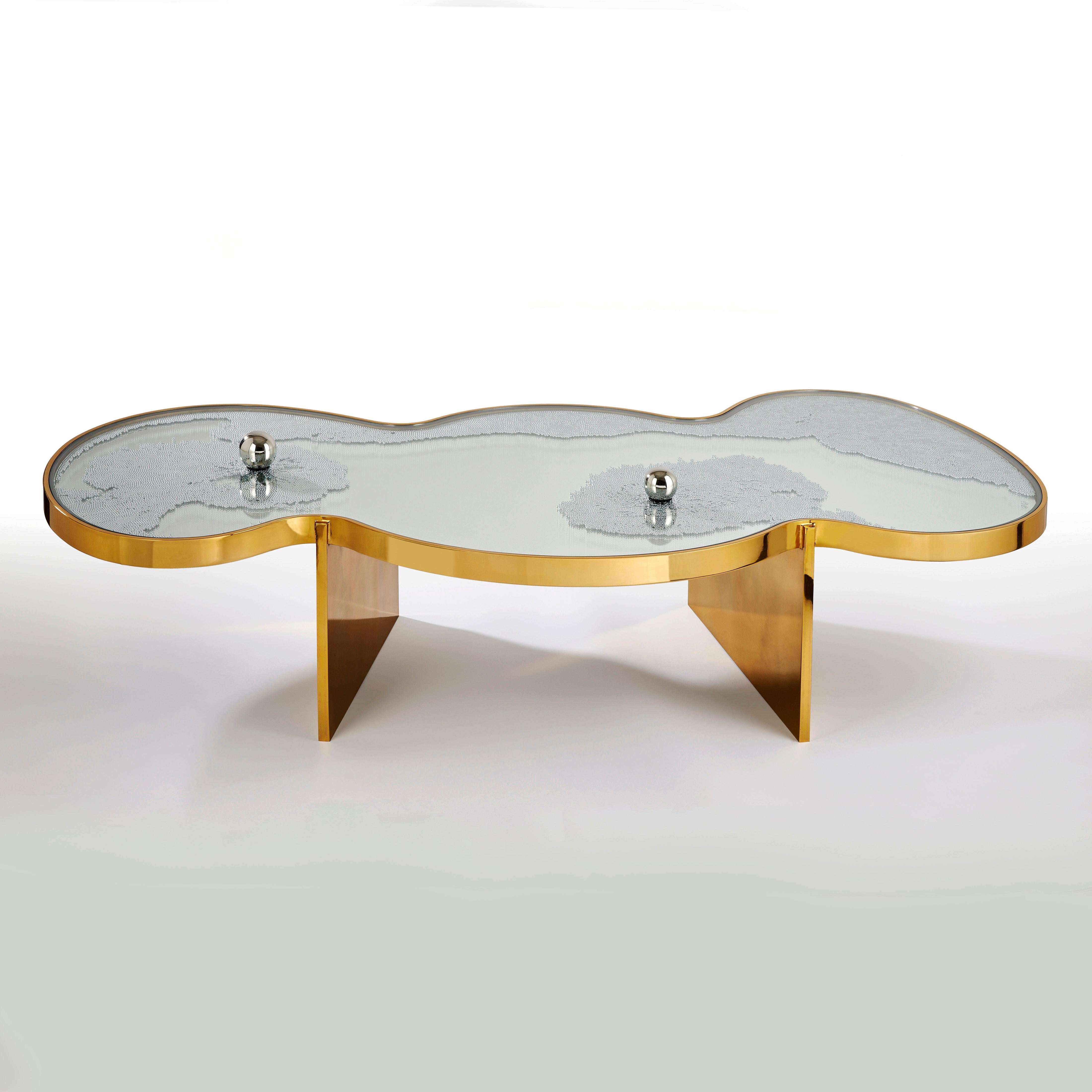 French Frissons Doré Coffee Table by Hubert Le Gall For Sale