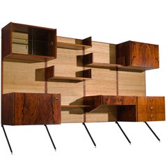 Fristho Rosewood and Seagrass Canvas Wall Unit