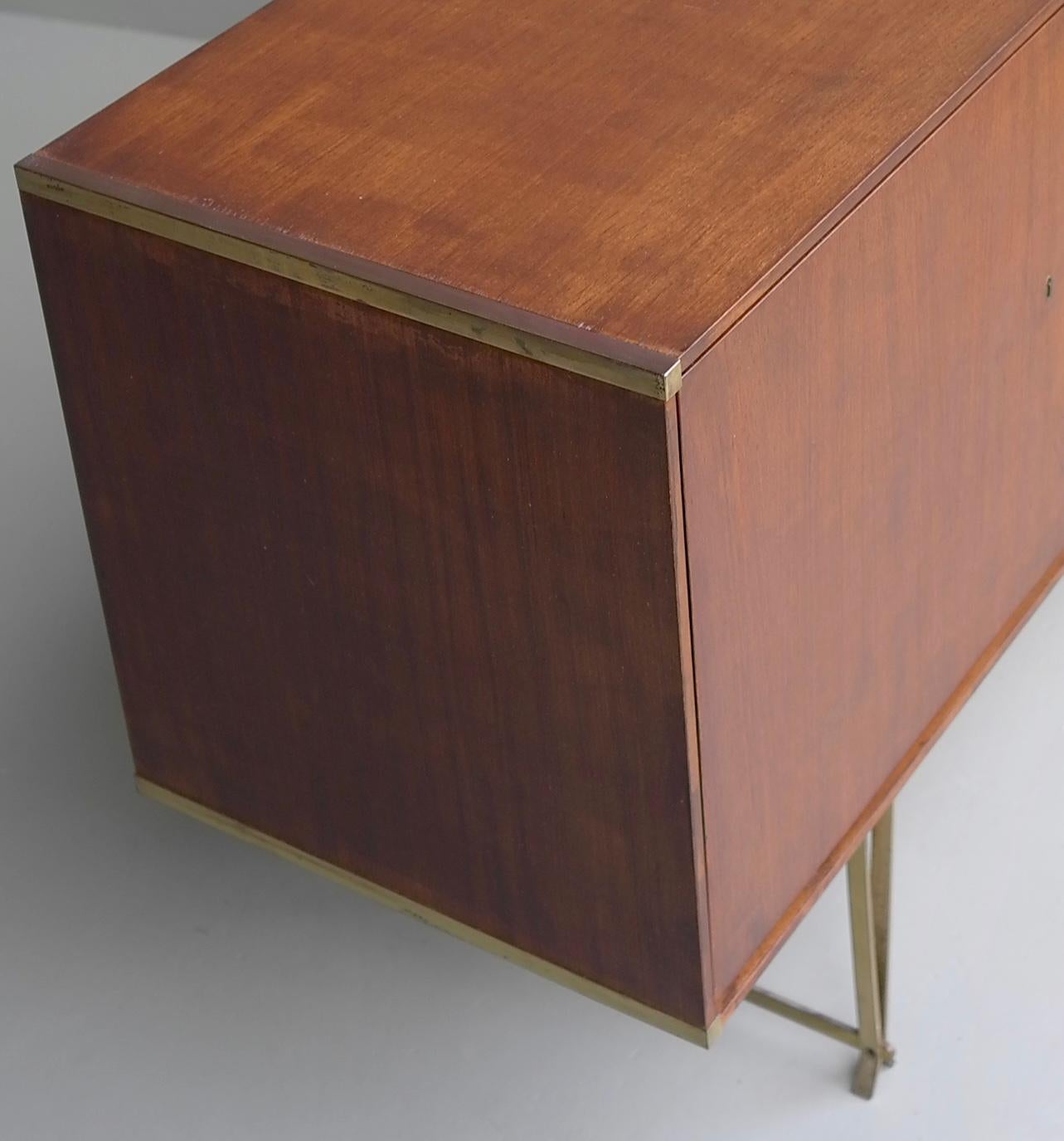 Fristho Sideboard by Wim Crouwel in Teak and White, with Fine Brass Leggs, 1954 3