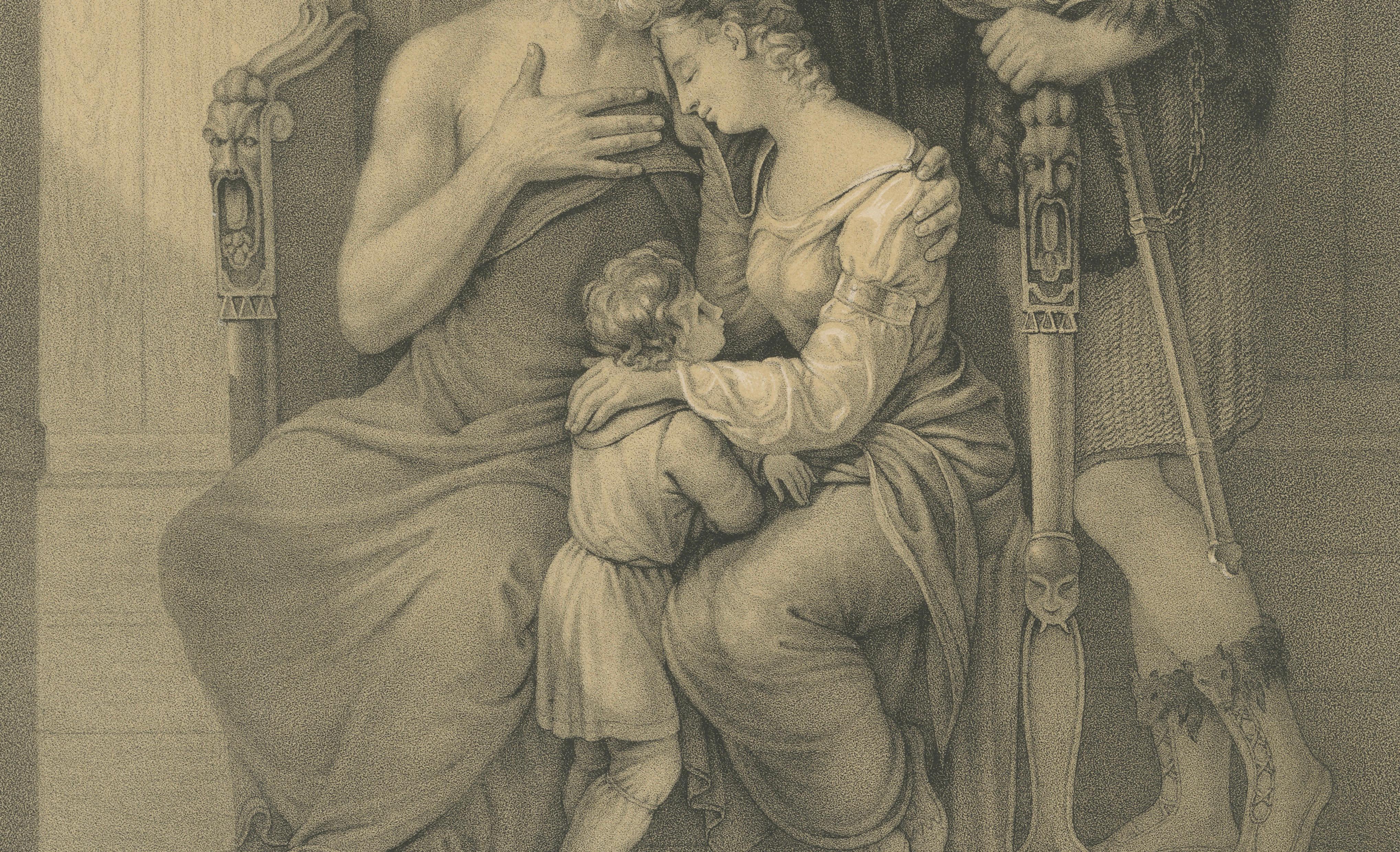 Frithiof and King Ring, Swedish Romantic Lithograph after Pehr Wickenberg, 1850