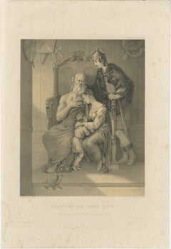 Frithiof and King Ring, Swedish Romantic Lithograph after Pehr Wickenberg, 1850