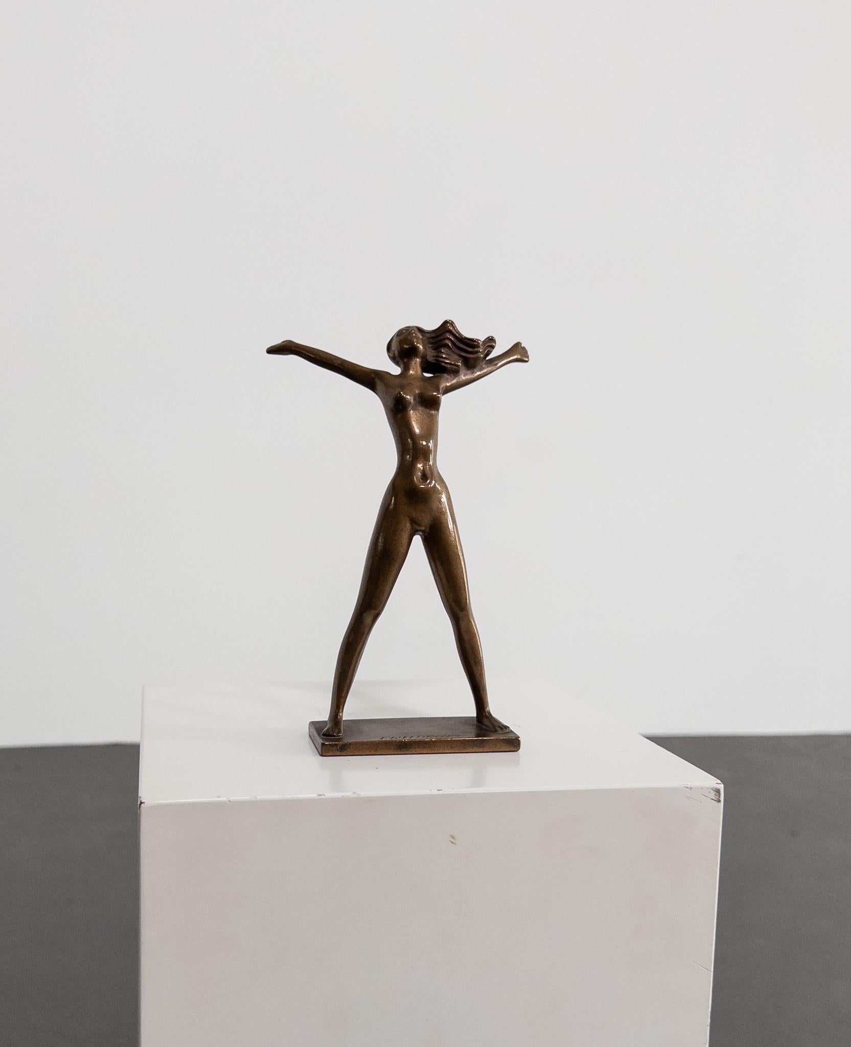 “Fritidsflickan” – Bronze Sculpture by Stig Blomberg for Ystad Brons, Sweden For Sale 2