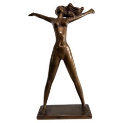 Fritidsflickan - Sculpture en bronze de Stig Blomberg pour Ystad Brons, Suède