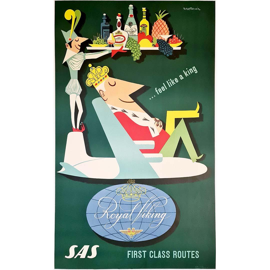 Originalplakat, ca. 1950, Fritjof Pedersen – Scandinavian Airline System im Angebot 1