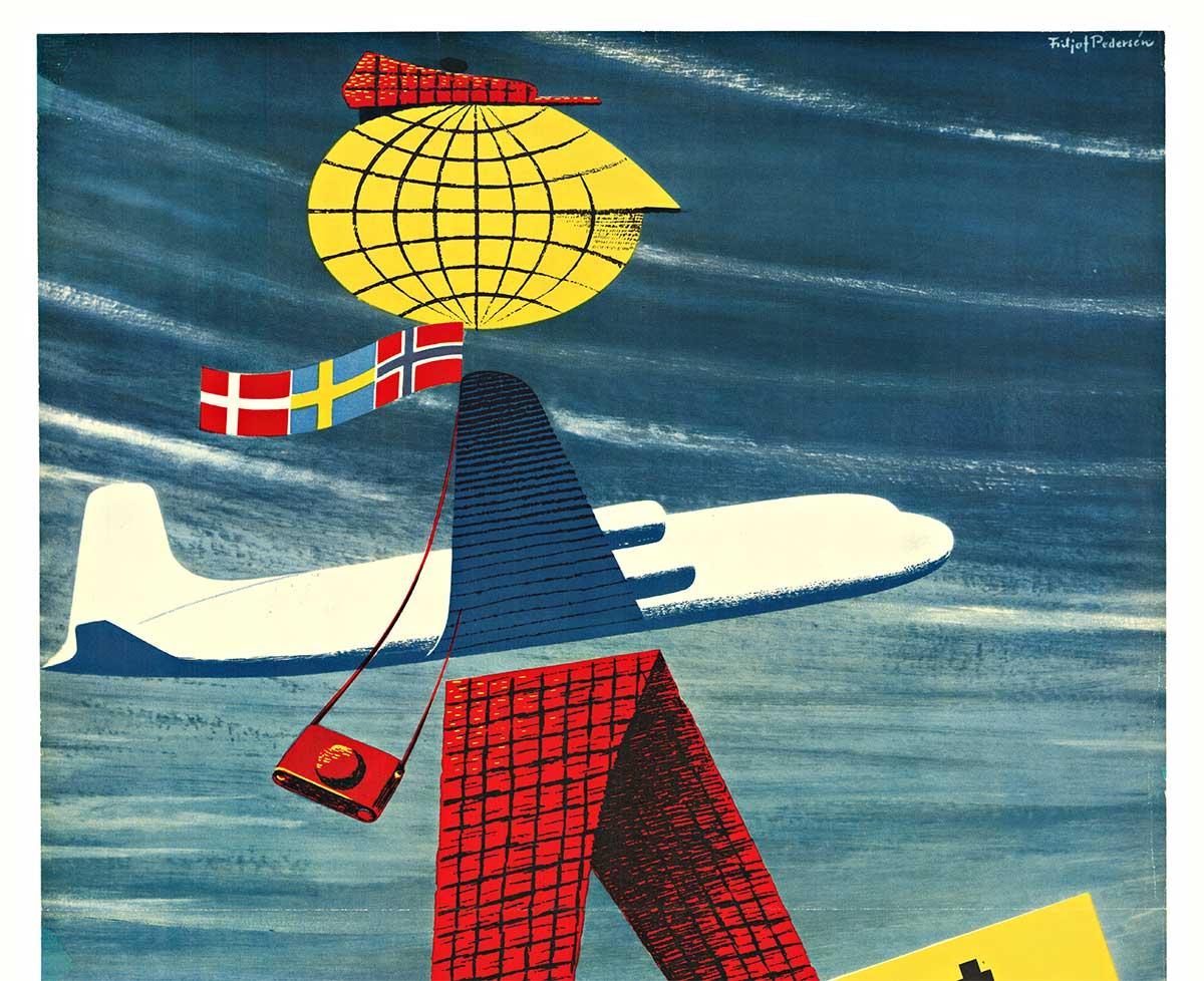 Original SAS One Giant Leap Vintage-Reiseplakat Un Pas de Geant, SAS, Un Pas de Geant – Print von Fritjof Pedersen