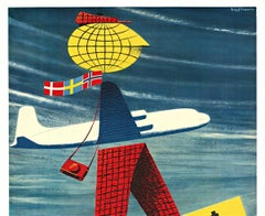 Poster di viaggio vintage originale SAS One Giant Leap / Un Pas de Geant