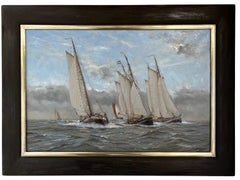 Brandaris Race Oil Painting on Canvas Sail Boat Ship Water Landscape In Stock